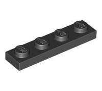 LEGO Bricks 3710 City - Piastre a 1 x 4 Pin, 25 Pezzi, Colore: Nero