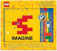 LEGO cancelleria,set LEGO per disegnare con quaderno "Imagine", minifigure LEGO classica, matite colorate, stickers e 2x4 gomme da cancellare a forma di mattoncino LEGO
