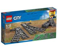 lego city - trains scambi ferroviari - lego 60238 4 binari curvi,1 con scambio destro e 1 sinistro anni 5-12 8pz