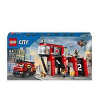 LEGO City 60414 Caserma dei Pompieri e Autopompa con Camion Giocattolo, 6 Minifigure, Cane e Accessori, Gioco per Bambini 6+