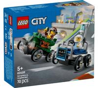 Lego city 60459 pack veicoli da corsa: aereo contro letto d’ospedale, auto giocattolo con 2 minifigure, giochi per bambini 5+