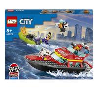 LEGO City Barca di soccorso antincendio 60373 | Giochi per bambini da 5 anni, con nave giocattolo galleggiante, gommone di salvataggio e minifigure, idea regalo, 144 pezzi