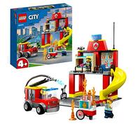 LEGO City Caserma dei Pompieri e Autopompa, Edificio da Costruire con Camion Giocattolo dei Vigili del Fuoco, Giochi per Bambini e Bambine da 4 Anni con Starter Brick, Idea Regalo di Compleanno 60375