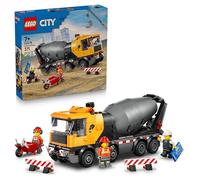 LEGO City Cement Mixer Truck Toy - Educational Construction Site Vehicle Model w/ 3 Minifigures, Rotating Drum & Pouring Function - Birthday Gift Idea for 7+ Year Old Boys - 60478