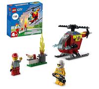 LEGO City Fire Helicopter 60318 Building Kit for Kids Aged 4+; Includes Firefighter and Vendor Minifigures with Accessories, Including Toy Walkie-Talkie, Bread and 2 Hotdog Elements (53 Pieces)