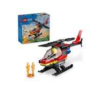 City 60411 Elicottero dei Pompieri, Veicolo Giocattolo con 2 Elementi Lancia-Acqua e Minifigure, Giochi per Bambini 5+, Giochi di costruzione Veicolo Giocattolo con 2 Elementi Lancia-Acqua e Minifigur