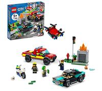 LEGO City Fire Rescue & Police Chase Building Set 60319 - Kid's Fire & Police Build, Featuring 3 minifigures, Emergency Truck, Patrol Car, Motorcycle Toys, Gifts for Boys and Girls Age 5+ Years Old