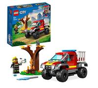 LEGO City Fire Soccorso sul Fuoristrada dei Pompieri, Camion Giocattolo dei Vigili del Fuoco 4x4 Lancia-Elementi d'Acqua, Giochi per Bambini e Bambine 60393
