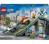 Lego city 60460 nessun limite: gara sulla pista a rampe, giocattolo con 2 modelli di auto e 4 minifigure, giochi bambini 6+