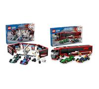 LEGO City Garage F1 e Auto Mercedes-AMG & Alpine + Camion F1 con Auto Aston Martin F1 RB20 & AMR24 60444 + 60445