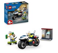 LEGO City Inseguimento della moto della Polizia 60455 | Giochi per bambini e bambine da 4 anni, con motocicletta giocattolo, 2 minifigure, bancomat e skate, idea regalo, 65 pezzi