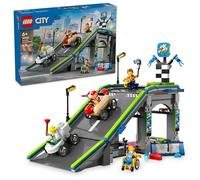 Lego city 60460 nessun limite: gara sulla pista a rampe, giocattolo con 2 modelli di auto e 4 minifigure, giochi bambini 6+
