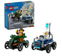 Lego city 60459 pack veicoli da corsa: aereo contro letto d’ospedale, auto giocattolo con 2 minifigure, giochi per bambini 5+