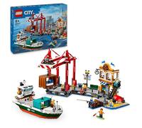 LEGO City Porto e Nave Merci, Giochi di Ruolo per Bambini e Bambine da 8 Anni con Barca Giocattolo, Gru Portuale Funzionante, Moto d'Acqua e 8 Minifigure, Idea Regalo Creative di Compleanno 60422