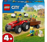 Trattore rosso con rimorchio e pecora Lego City