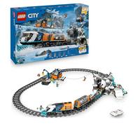 LEGO City Treno Espresso Artico degli Esploratori - Include un Treno Giocattolo Telecomandato con Spazzaneve, Gru, 30 Binari, 6 Minifigure e Funzione Caduta Massi - Regalo per Bambini da 7 Anni 60470