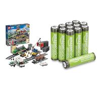LEGO City Treno Merci RC, 32 binari/segnali, 6+ anni, 60198, & Batterie AAA Ricaricabili Amazon Basics 12 pz, 850mAh