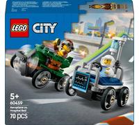 Lego city 60459 pack veicoli da corsa: aereo contro letto d’ospedale, auto giocattolo con 2 minifigure, giochi per bambini 5+