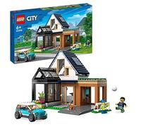 LEGO City Villetta Familiare e Auto Elettrica, Modular Building Set Casa delle Bambole con Macchina Giocattolo, Minifigure e Cucciolo, Giochi per Bambini e Bambine da 6 Anni 60398