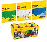 LEGO Classic 10696 - Set di 4 mattoncini da costruzione Medium 11023, pannello verde 11025 blu e piastra bianca 11026