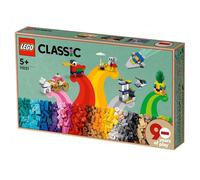 lego classic - 90 anni di gioco - lego 11021 15 mini costruzioni di modelli iconici con treno anni 5+