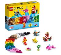LEGO Classic Divertimento Creativo sull’Oceano, Giochi Creativi per Bambini e Bambine da 4 Anni, Modellini da Costruire di Nave Giocattolo, Sottomarino, Drone, Cavalluccio Marino e Tartaruga 11018