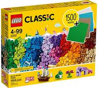 LEGO Classic Mattoncini, Basi per Mattoncini, Giochi per Bambini di 4+ Anni, con Ruote, Finestre, Porte e 4 Basi, 11717