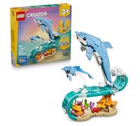 LEGO Creator 3 in 1 Animali Marini: Meravigliosi Delfini Giocattolo - Si Trasforma in Cavalluccio Marino o in Granchio - Decorazione Camera da Letto - Regalo per Bambine e Bambini da 9 Anni - 31385
