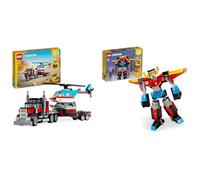 LEGO Creator 3 in 1 Autocarro con Elicottero, Giochi per Bambini e Bambine da 7 Anni & Creator 3 in 1 Super Robot, Set di Costruzioni in Mattoncini, Aereo e Drago Giocattolo