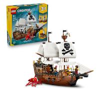 LEGO Creator 3 in 1 Iconica Nave da Pirata - Giocattolo Trasformabile in Castello o in 2 Barche Gemelle - Decorazione per la Cameretta - Regalo di compleanno per Bambini e Bambine da 9 Anni - 31387