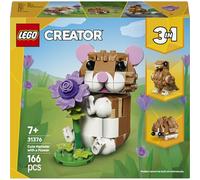 LEGO Creator 3 in 1 Simpatico criceto con fiore 31376 | Giochi creativi per bambine da 7 anni, animale giocattolo ricostruibile in riccio o aquila con uovo, idea regalo, 166 pezzi