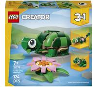LEGO Creator 3 in 1 Tartaruga con fiore di ninfea 31377 | Giochi creativi per bambine da 7 anni, animale giocattolo ricostruibile in camaleonte o in rana, idea regalo, 124 pezzi