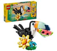 LEGO Creator 3 in 1 Animali Selvatici: Tucano Tropicale con Fiore - Animale Giocattolo Trasformabile in Farfalla o Pesce Tropicale - Regalo Creativo per Bambine e Bambini da 7 Anni in su - 31173