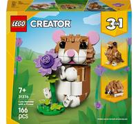 LEGO Creator 3 in 1 Simpatico Criceto con Fiore Giocattolo - Animale Trasformabile in Riccio o Aquila con Uovo - Decorazione Camera da Letto Fai da Te - Regalo per Bambine e Bambini da 7 Anni - 31376
