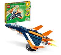 LEGO Creator 3in1 Supersonic-Jet 31126 Building Kit; Build a Jet Plane and Rebuild It into a Helicopter or a Speed Boat Toy; A Creative Gift for Passionate Fans Aged 7+ (215 Pieces)