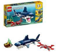 LEGO Creator Creature degli Abissi, Set 3 in 1 con Animali Giocattolo Marini da Costruire come Squalo, Calamaro, Granchio e Rana Pescatrice, Giochi per Bambini e Bambine da 7 Anni, Idee Regalo 31088