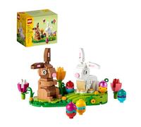 LEGO Creator Display con Coniglietti Pasquali, Gioco per Bambini e Bambine da 8 Anni in Su con 2 Animali Giocattolo, 5 Colorate Uova di Pasqua e 3 Tulipani da Costruire, Idea Regalo 40523
