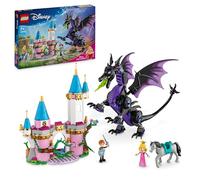 LEGO Disney Malefica Drago, Parte del Castello Giocattolo da Costruire con Torre, 2 Mini Bamboline dei Personaggi di Aurora e del Principe Filippo, Giochi per Bambine e Bambini da 7 Anni 43240