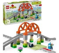 Lego duplo 10426 pack di espansione ponte e binari ferroviari, giochi didattici per bambini 2+, elementi per treno giocattolo