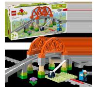 Lego duplo 10426 pack di espansione ponte e binari ferroviari, giochi didattici per bambini 2+, elementi per treno giocattolo