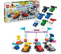 Lego duplo 10445 auto da corsa e piloti team f1, macchina giocattolo da costruire, giochi creativi e didattici per bambini 2+