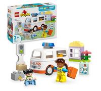 LEGO DUPLO Ambulanza e Autista - Gioco Didattico per Bambini e Bambine da 2 Anni in su - Include una Macchina Giocattolo, una Piccola Casa, 2 Figure e Mattoncini di Primo Soccorso - 10447