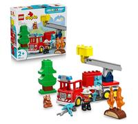 LEGO DUPLO Autopompa con Manichetta e Pompiere - Gioco Didattico per la Motricità Fine - Camion Giocattolo Rosso con Scala, Personaggio e Scoiattolo - Regalo per Bambini e Bambine da 2 Anni - 10473