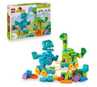 LEGO DUPLO Dinosauri su ruote 3 in 1 10451 | Giochi didattici per bambine e bambini da 3 anni, 3 coppie di animali giocattolo, ruote e maniglia, idea regalo, 108 pezzi