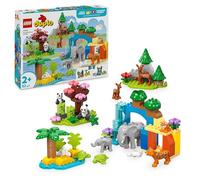 LEGO DUPLO Famiglie di animali 3 in 1 10446 | Giochi didattici per bambine e bambini da 2 anni, figure di tartaruga, tigre, elefante, cervo e panda, idea regalo, 92 pezzi