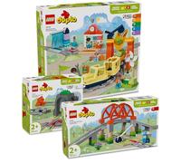Lego DUPLO - Set di 3 ferrovie, grande starter set con treno elettrico, ponte ferroviario, tunnel ferroviario e binari ferroviari (10425, 10426 e 10428), DUPLO a partire dai 3 anni in su