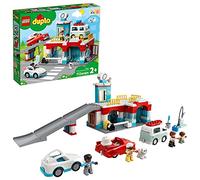 LEGO DUPLO Town Autorimessa e Autolavaggio, Garage per Macchine Giocattolo per Bambini di 2 Anni con Camper e 2 Auto, 10948