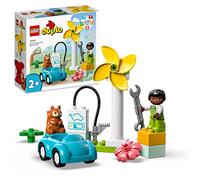 LEGO DUPLO Town Turbina Eolica e Auto Elettrica, Macchina Giocattolo, Giochi Educativi per Bambini dai 2 Anni, Set di Giocattoli per una Vita Sostenibile 10985