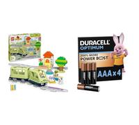 LEGO DUPLO Treno d’Avventura Interattivo - Giochi Didattici per Bambini e Bambine da 2 Anni in su - con 14 Binari + Duracell Optimum confezione da 4 AAA