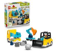 LEGO DUPLO Veicoli da Cantiere 3 in 1 - Gioco Didattico Montessori con Camion, Escavatore e Gru Giocattolo - Idea Regalo di Compleanno per Bambini e Bambine da 2 Anni in Su - 10475